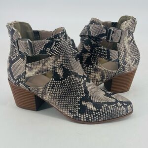 Fergalicious Kelsey Faux Leather Snakeskin Animal Print Heeled Booties